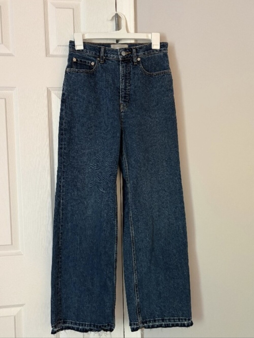 Everlane Way High Sailor Jeans Size 26 Regular Raw Hem Deep Blue